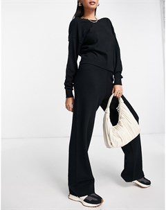 Черные трикотажные брюки с широкими штанинами от комплекта Vero moda