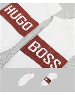 Набор из 2 пар белых носков до щиколотки с большим логотипом BOSS Boss bodywear