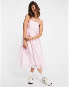 Атласное розовое платье миди с бретелями Vero moda