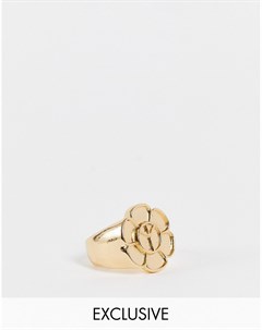 Золотистое кольцо с цветком и символом мира Inspired Reclaimed vintage