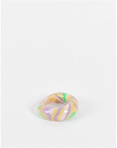 Куполообразное кольцо из мраморного цветного каучука Asos design