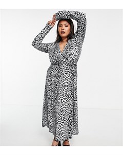 Платье миди с запахом и леопардовым принтом ASOS DESIGN Curve Asos curve