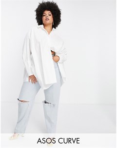 Белая хлопковая oversized рубашка Curve Asos edition