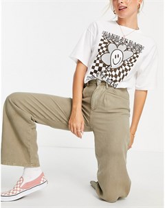 Свободные брюки в винтажном стиле из жатого хлопка цвета хаки Asos design