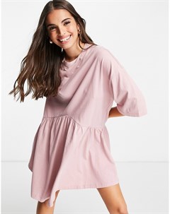 Розовое платье мини в стиле oversized с присборенной юбкой и заниженной талией Asos design
