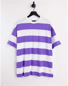 Oversized футболка в фиолетовую полоску Asos design