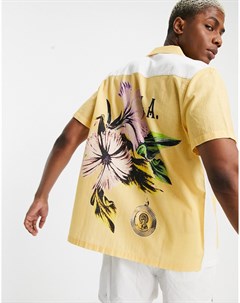 Свободная рубашка в стиле пэчворк с отложным воротником и цветочным принтом на спине Asos design