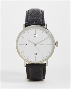 Классические часы с белым циферблатом и черным кожаным ремешком Asos design
