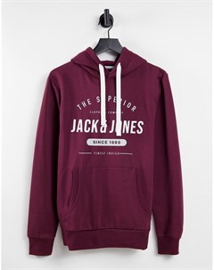 Бордовый худи без застежки с логотипом Jack & jones