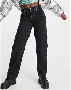 Черные выбеленные мешковатые джинсы бойфренда из смесового органического хлопка с заниженной талией Asos design