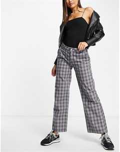 Свободные брюки в винтажном стиле в серую клетку с заниженной талией Asos design