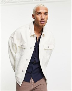 Белая джинсовая куртка в стиле oversized со вставками из искусственного меха Asos design