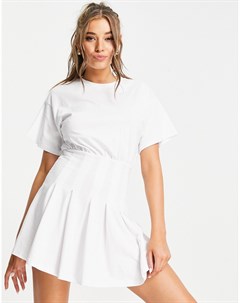 Белое платье футболка мини с расклешенной юбкой Asos design