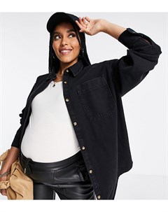 Черная джинсовая рубашка с выбеленным эффектом ASOS DESIGN Maternity Asos maternity