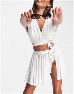 Белая пляжная юбка с запахом и драпировкой от комплекта Asos design