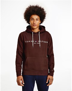 Бордовое худи с вышитым логотипом флагом Tommy hilfiger