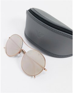 Золотистые солнцезащитные очки авиаторы Emporio armani