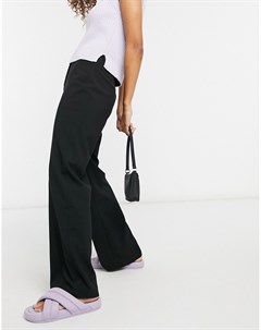 Черные свободные брюки с широкими штанинами в винтажном мужском стиле Bershka