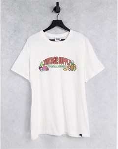 Белая футболка с тропическим принтом Vintage supply
