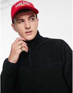 Черный флисовый свитшот с короткой молнией Asos design