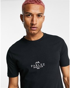 Черная футболка с вышивкой Sports Club Parlez