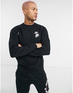 Черный свитшот с круглым вырезом и графическим принтом World Tour Nike