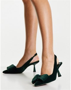 Зеленые туфли на среднем каблуке с бантом Scarlett Asos design