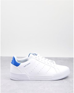 Белые кроссовки с синими вставками на пятке Court Tourino Adidas originals