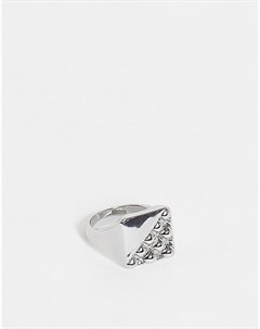 Серебристое кольцо печатка со стеганым дизайном Topshop