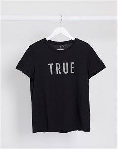 Черная футболка с надписью Vero moda