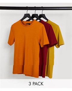 Набор из 3 разноцветных футболок из смесового органического хлопка с круглым вырезом Asos design