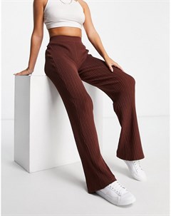 Коричневые трикотажные брюки клеш от комплекта Asos design
