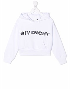 Укороченное худи с вышитым логотипом Givenchy kids