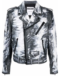 Байкерская куртка с графичным принтом Moschino