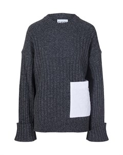 Серый шерстяной свитер Ganni