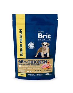 Premium Dog Junior Medium сухой корм для молодых собак средних пород с курицей 1 кг Brit*
