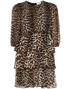 Платье мини с леопардовым принтом Ganni