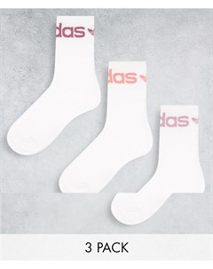 Набор из 3 пар белых носков с отворачивающимися манжетами и логотипами красных оттенков Adidas originals