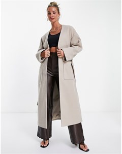 Серо бежевое oversized пальто в стиле минимализма с карманами Pretty lavish