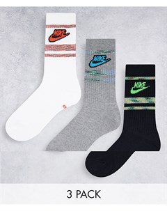 Набор из 3 пар черных серых белых носков с цветными логотипами Everyday Essentials Nike