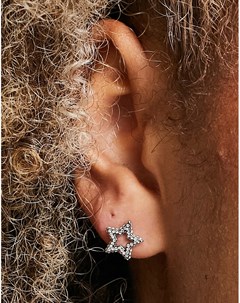 Серебристые серьги гвоздики в виде звезд с кристаллами Tantum Ted baker london