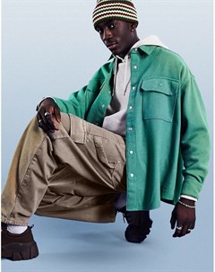 Зеленая рубашка в стиле extreme oversized с добавлением шерсти Asos design