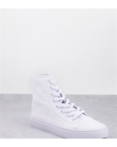 Белые высокие кроссовки из плотной ткани для широкой стопы Wide Fit Daz Asos design