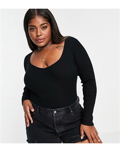 Кремовый трикотажный топ с V образным вырезом Vero moda curve