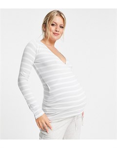Лонгслив в серую и белую полоску с запахом для кормления ASOS DESIGN Maternity Asos maternity - nursing