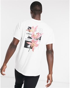 Белая футболка с цветочным принтом на спине Topman