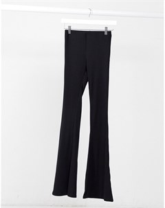 Черные расклешенные брюки в рубчик New look