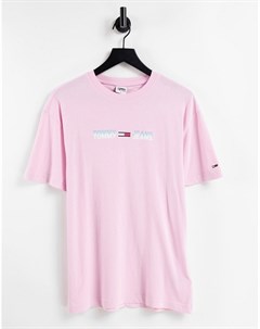 Розовая футболка с линейным логотипом из капсульной коллекции в пастельных тонах Tommy jeans