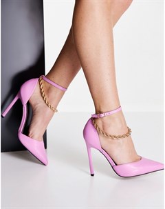Розовые туфли на высоком каблуке с цепочкой Palma Asos design