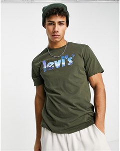 Зеленая футболка с логотипом в стиле постера с принтом гор Levi's®